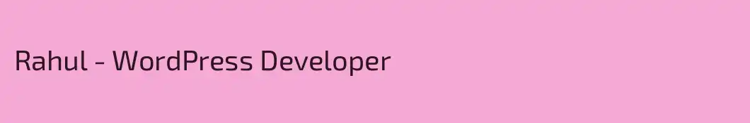 Rahul - WordPress Developer